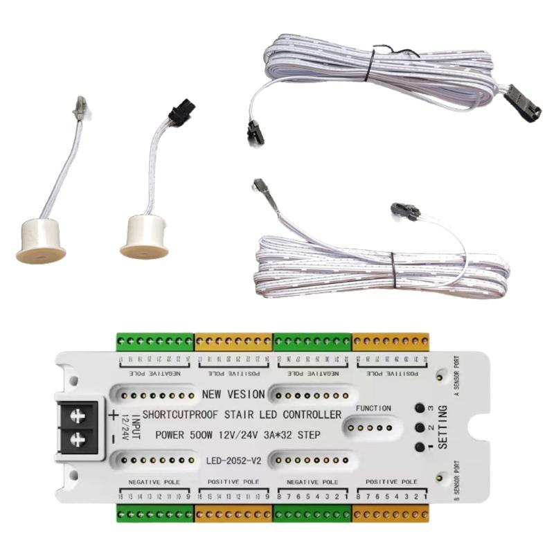 32-канальный контроллер светодиодных светильников для лестницы 12В 24В Замена контроллера светильников для ступеней лестницы