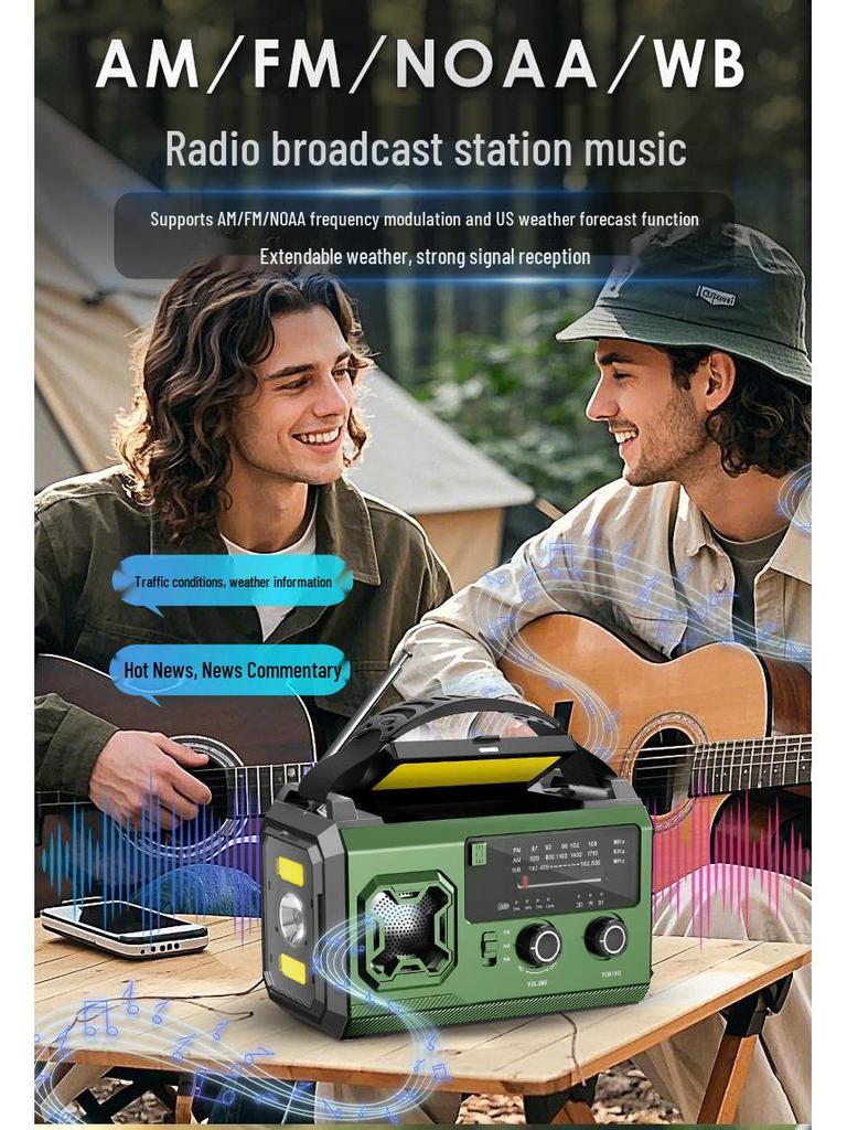 20,000mAh Solar-Powered Emergency Radio with All-Band Channels & Lighting