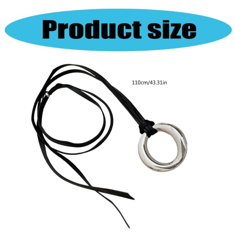 Модное колье с круглым кулоном на кожаном шнурке, изготовленное из прочных материалов, ювелирный аксессуар для ценителей моды