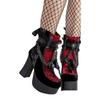 Fashion Bowknot Ankle Boots Women Gothic Vintage Round Parker Square Heel Platform Flat Boots Punk Ladies Party Shoes