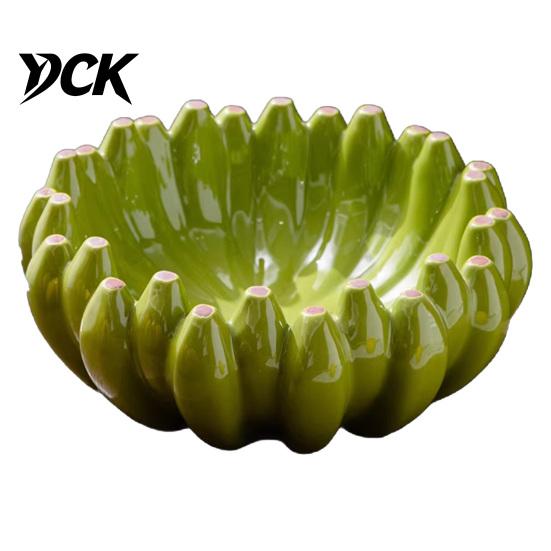 Unique Housewarming Gift Ceramic Banana Fruit Bowl, Creative Yellow Tray, Decorative Home Decor Table Accent Salad Bowl for Kitchen Dining