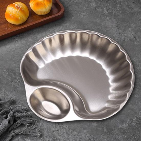 Поднос для закусок из нержавеющей стали с миской для макания, полированный дизайн, поднос для сэндвичей, суши, чипсов, пельменей, салатов