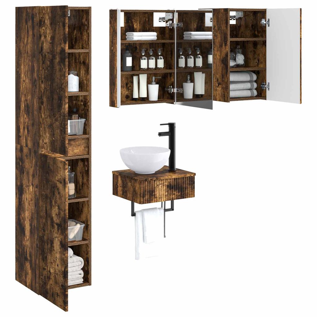 Bathroom Furniture Set 5 pcs Smoked Oak