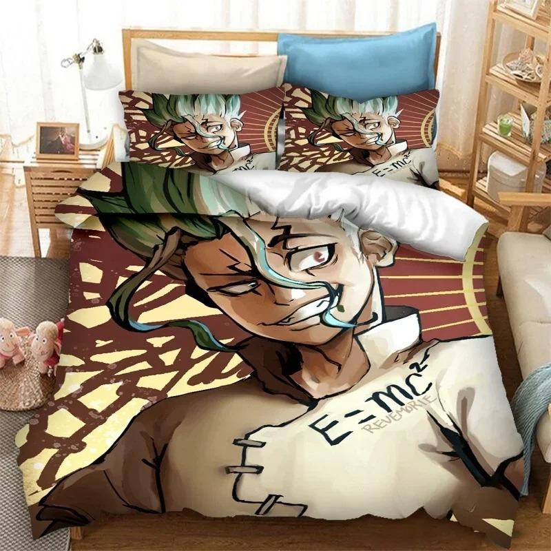Новый Аниме Dr.STONE 3D Печать Комплект Постельного Белья Пододеяльники Наволочки Одеяло Мягкий Хлопок Постельное Белье