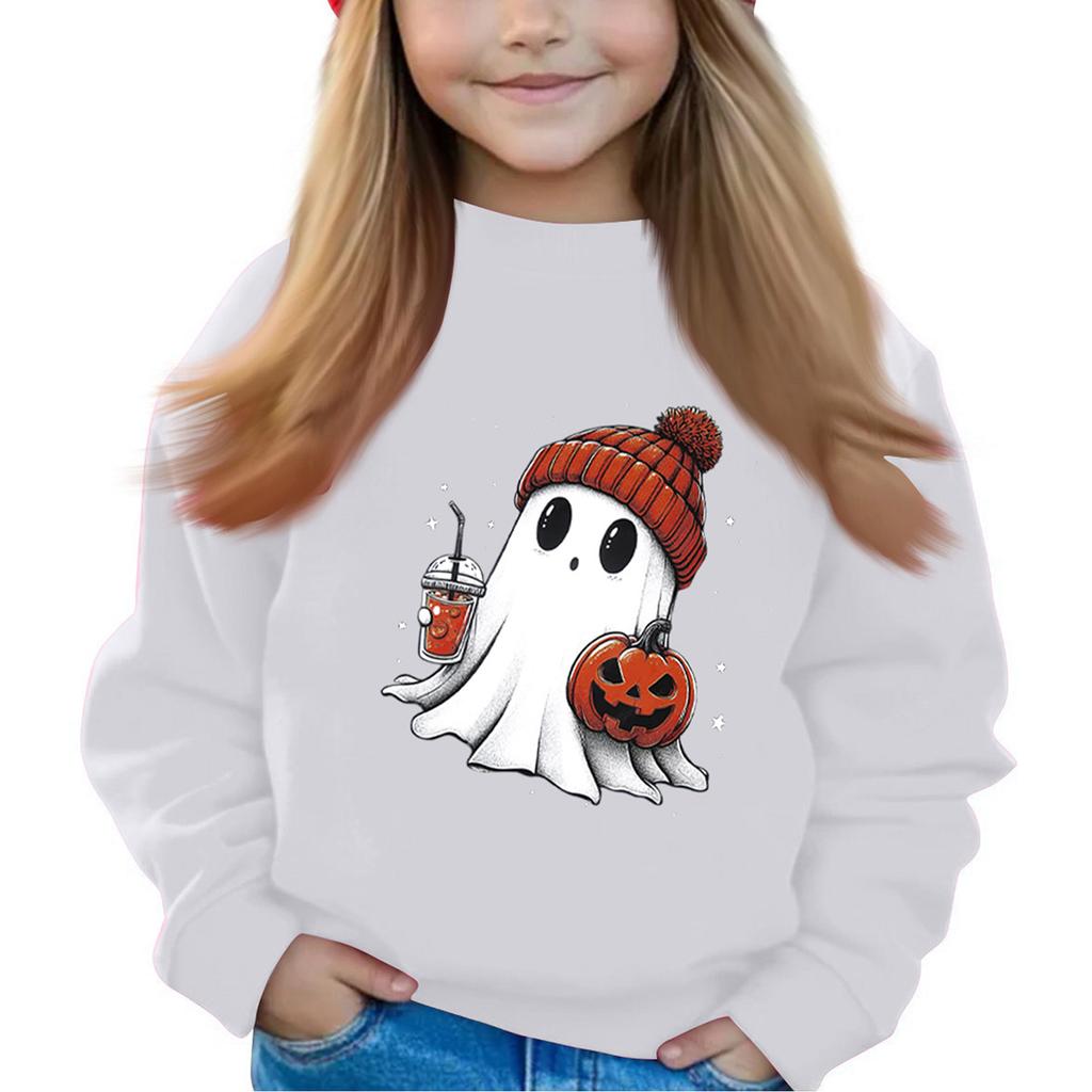 Halloween Day Girls Round Neck Pullovers For Kids Printed Baby Tops