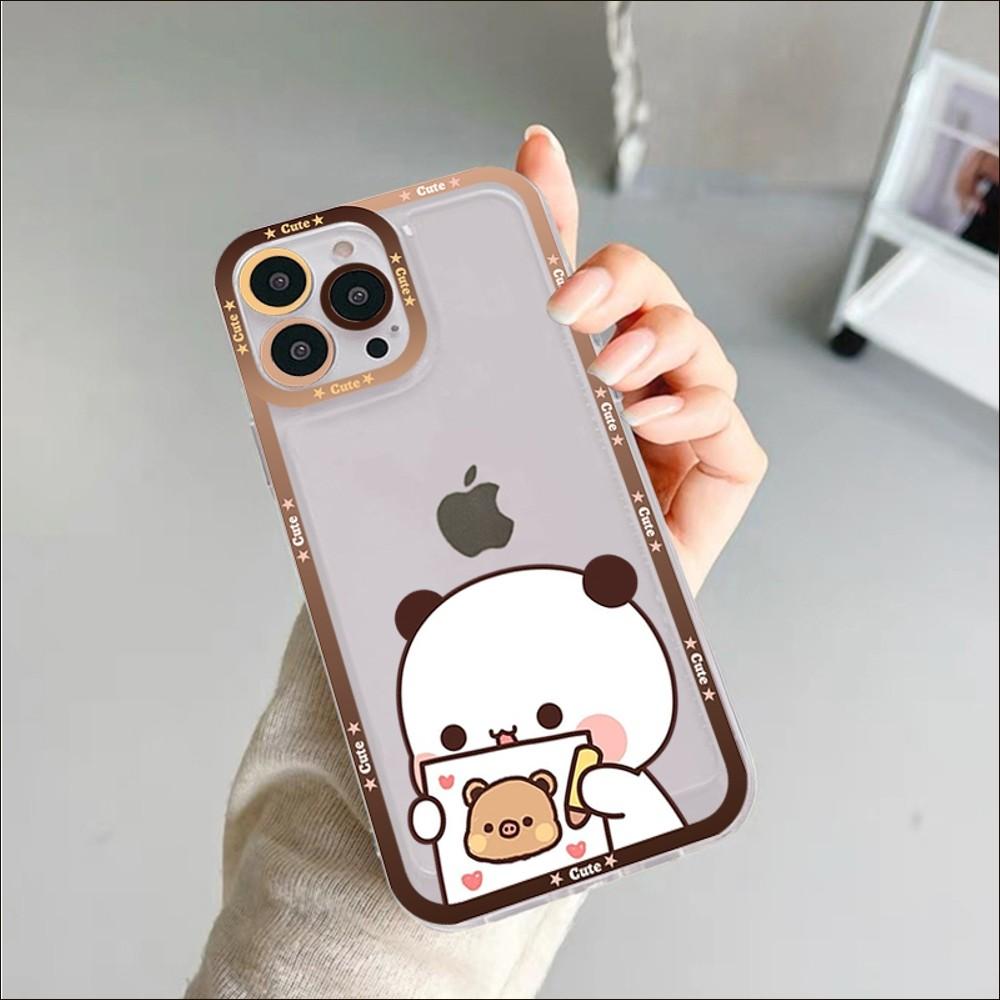 Bubududu Panda Phone Case For iPhone 11 12 13 14 Mini Pro Max XR X XS TPU Clear Case For 8 7 6 Plus SE 2020