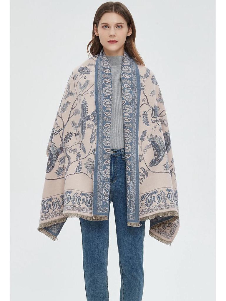 Элегантный шарф с цветочным узором из искусственного кашемира на осень/зиму 2025: Женская теплая и стильная манишка