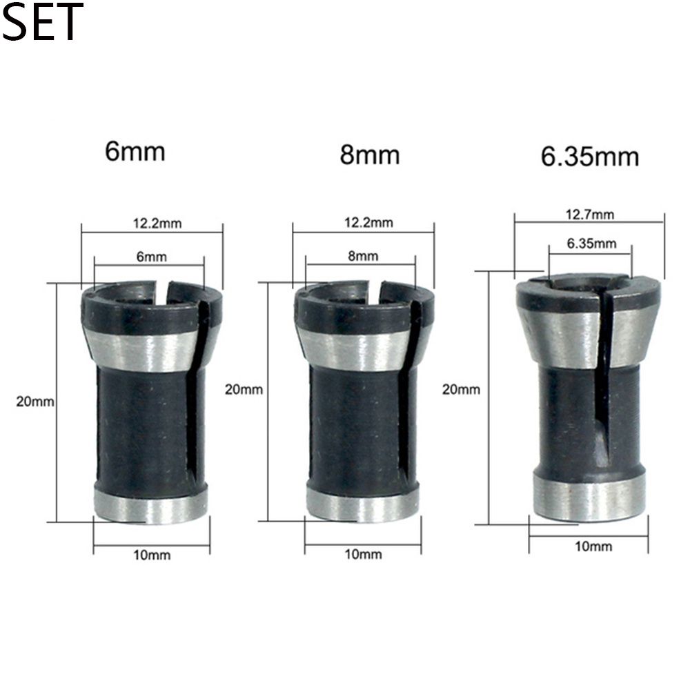 1-3Pcs Durable Engraving Milling Cutter Accessories Collets Set Machine Router Collet Chuck