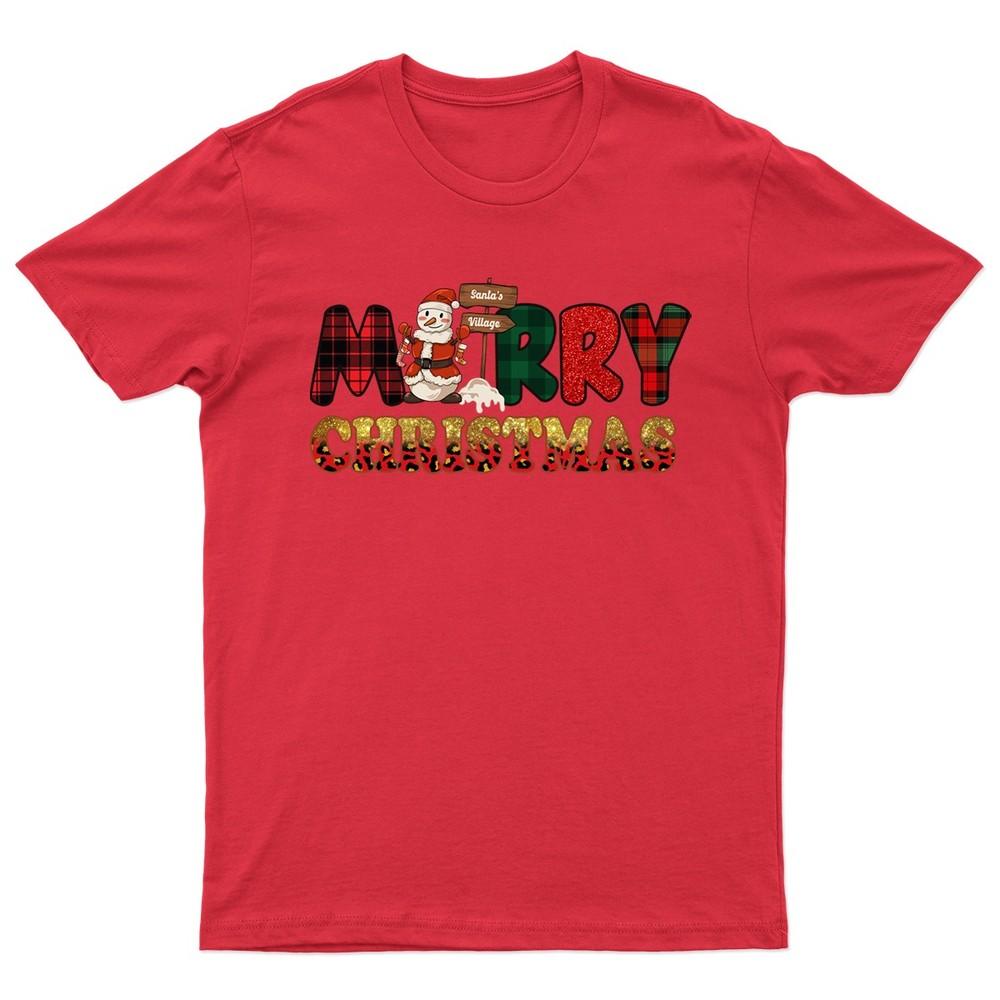 Merry Christmas Santa Village TShirt Unisex Gift Retro Funny Unisexs Vintage
