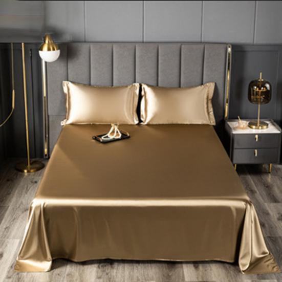 Yousheng Glossy Satin Sheets Solid Color Bed Sheet with 2 Pillowcases Cooling Wrinkle-Free Silky Smooth Sheets for Most Bed Sizes