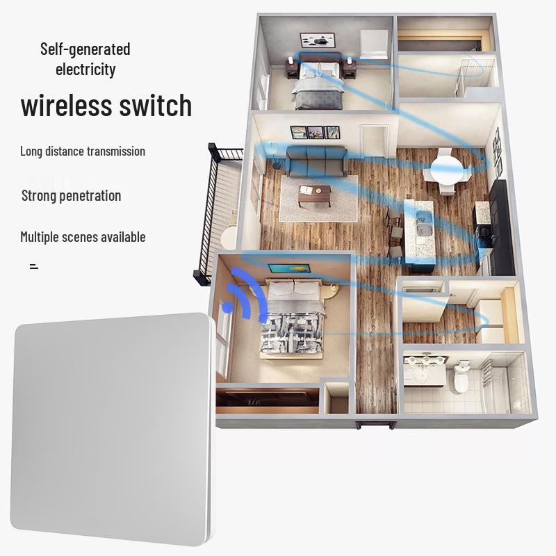 Беспроводной выключатель света с большой кнопкой, самопитанием - Не требует проводки или батареек