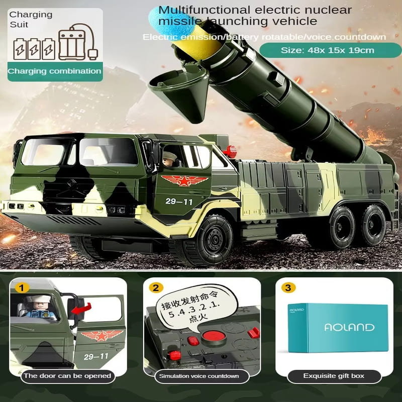 Крупногабаритная игрушечная зенитная ракета из сплава, может запускать безопасный материал, детская ракетная установка, модель танка для 3-летнего мальчика, классный подарок