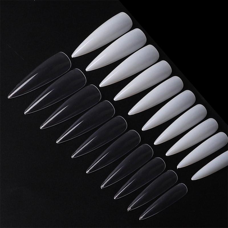 500 Pcs Boxed Transparent Coffin Fake Nails Natural Long Ballet Full Coverage Nail Tips Decorations Pressed On The Nails