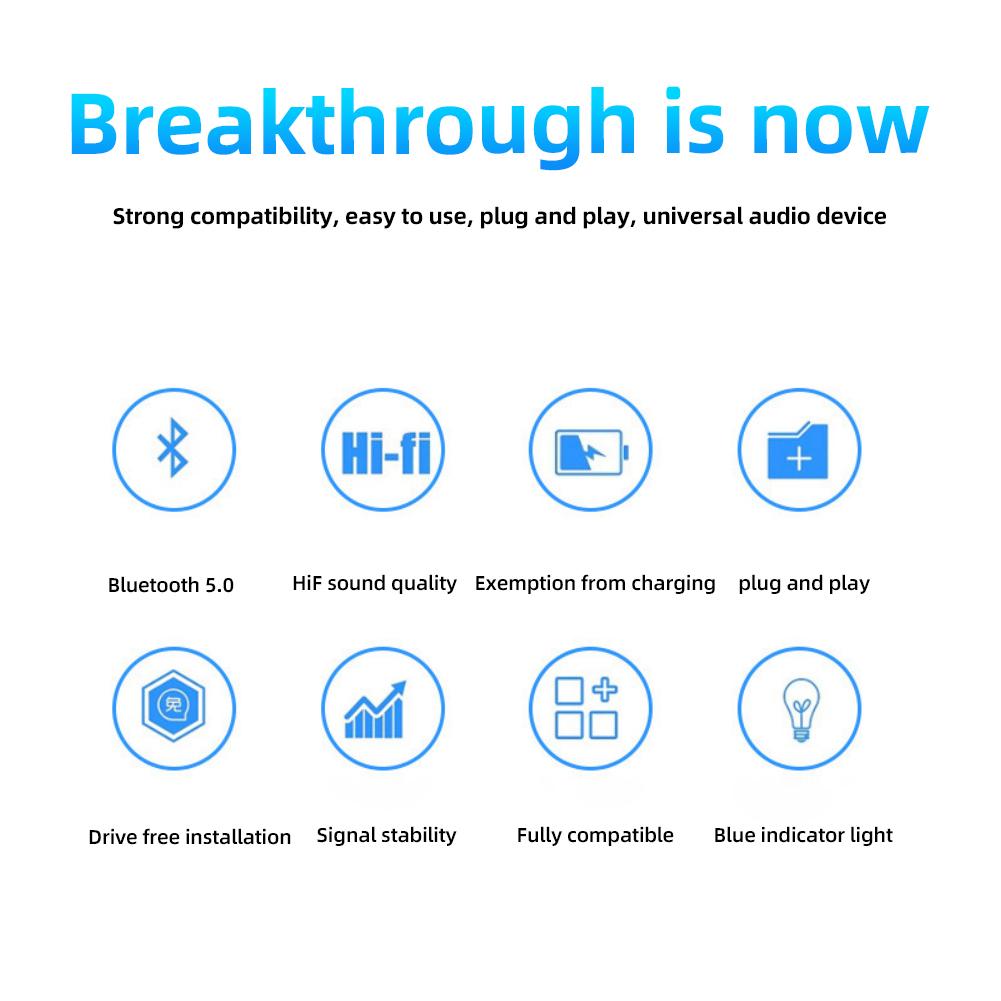 Автомобильный Bluetooth-приемник-передатчик Автомобильный Bluetooth 5.0 Аудиоадаптер ТВ Компьютер Беспроводной Bluetooth 2-в-1 Конвертер