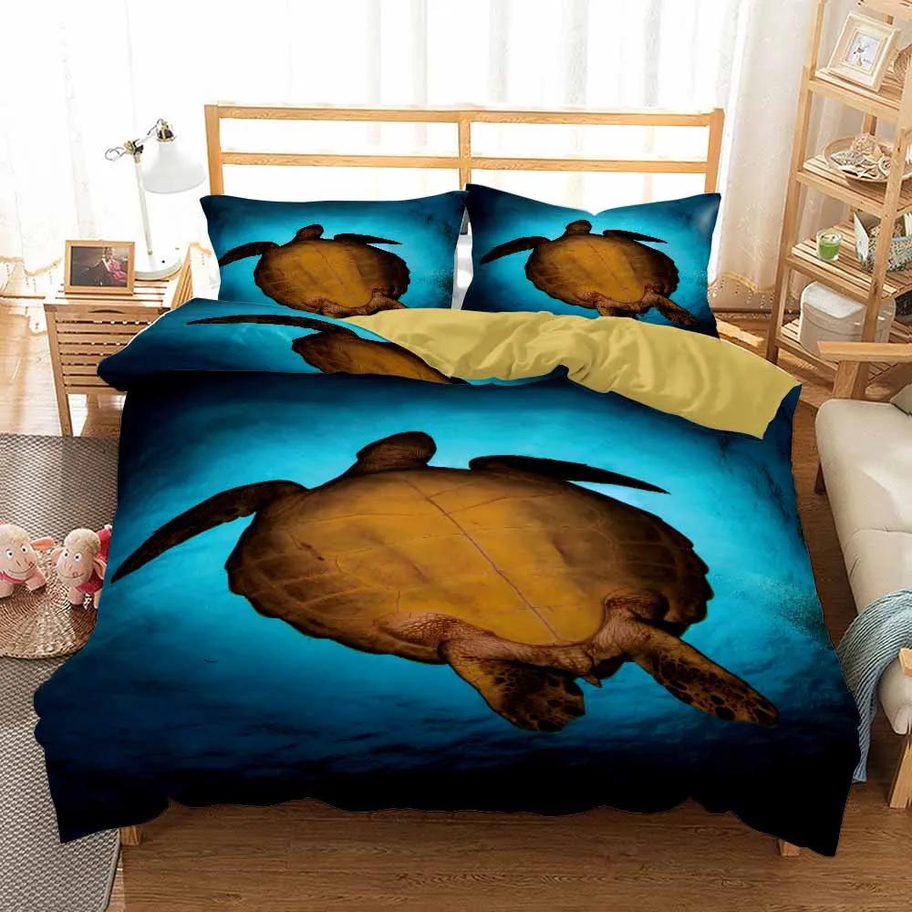 Golden Sea Turtle Bedding Set Luxury Red Classic Colour Housse De Couette Mandala High Quality Super Soft Comfortable Bedset
