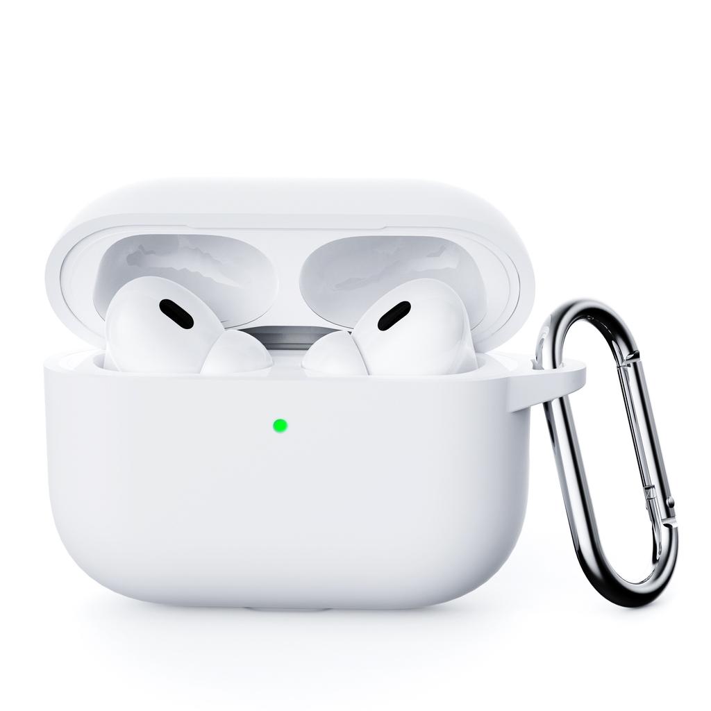 Solid color silicone one-piece earphone case for AirPods PRO1 Bluetooth earphone case with hook