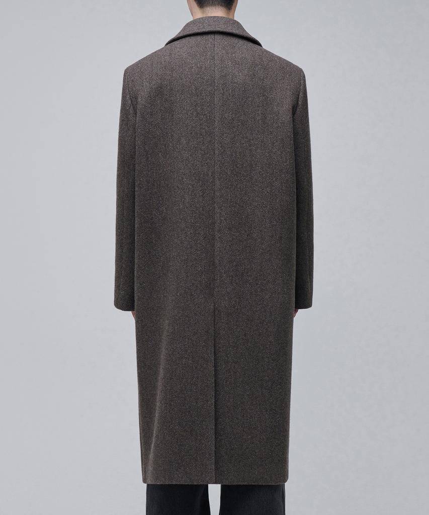 Musinsa Standard Manteco Herringbone Daddy Shoulder Double Long Coat [Brown]