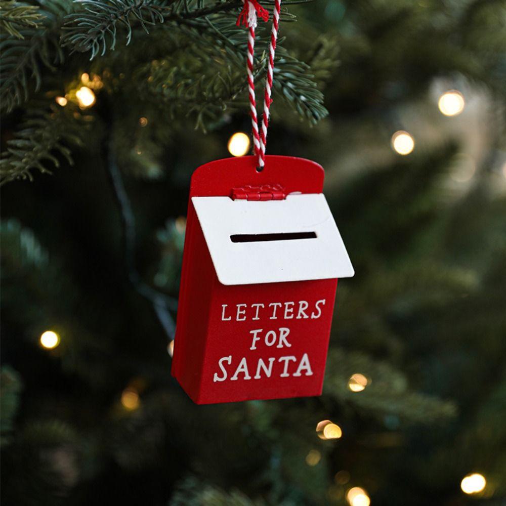 Cartoon Red Mailbox Hanging Ornament Elk Snowman Christmas Mailbox Decoration  Home Xmas Decor