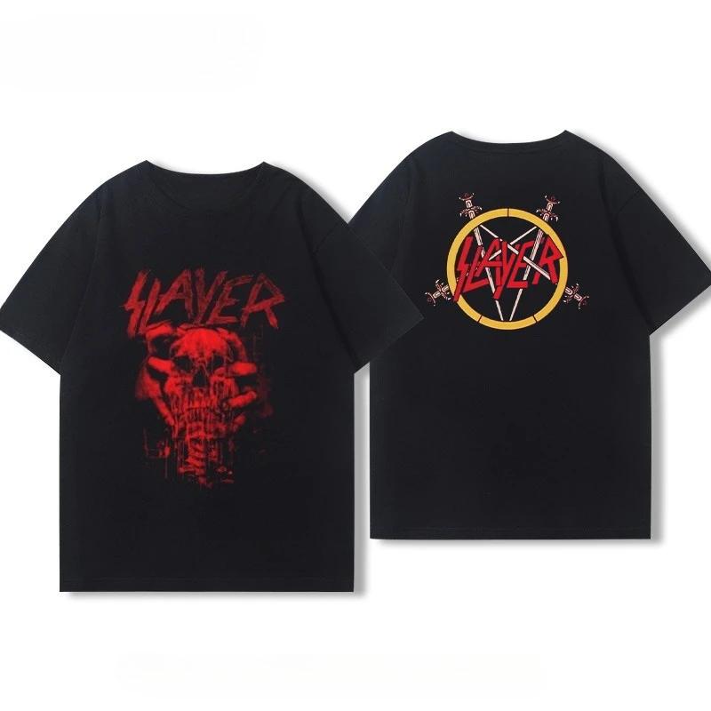 Футболка Slayer Reign in Blood Мужская Женская С коротким рукавом Ретро Группа Y2k Топы Фирменные футболки Уличная одежда Одежда Y2k Летняя Мужская футболка
