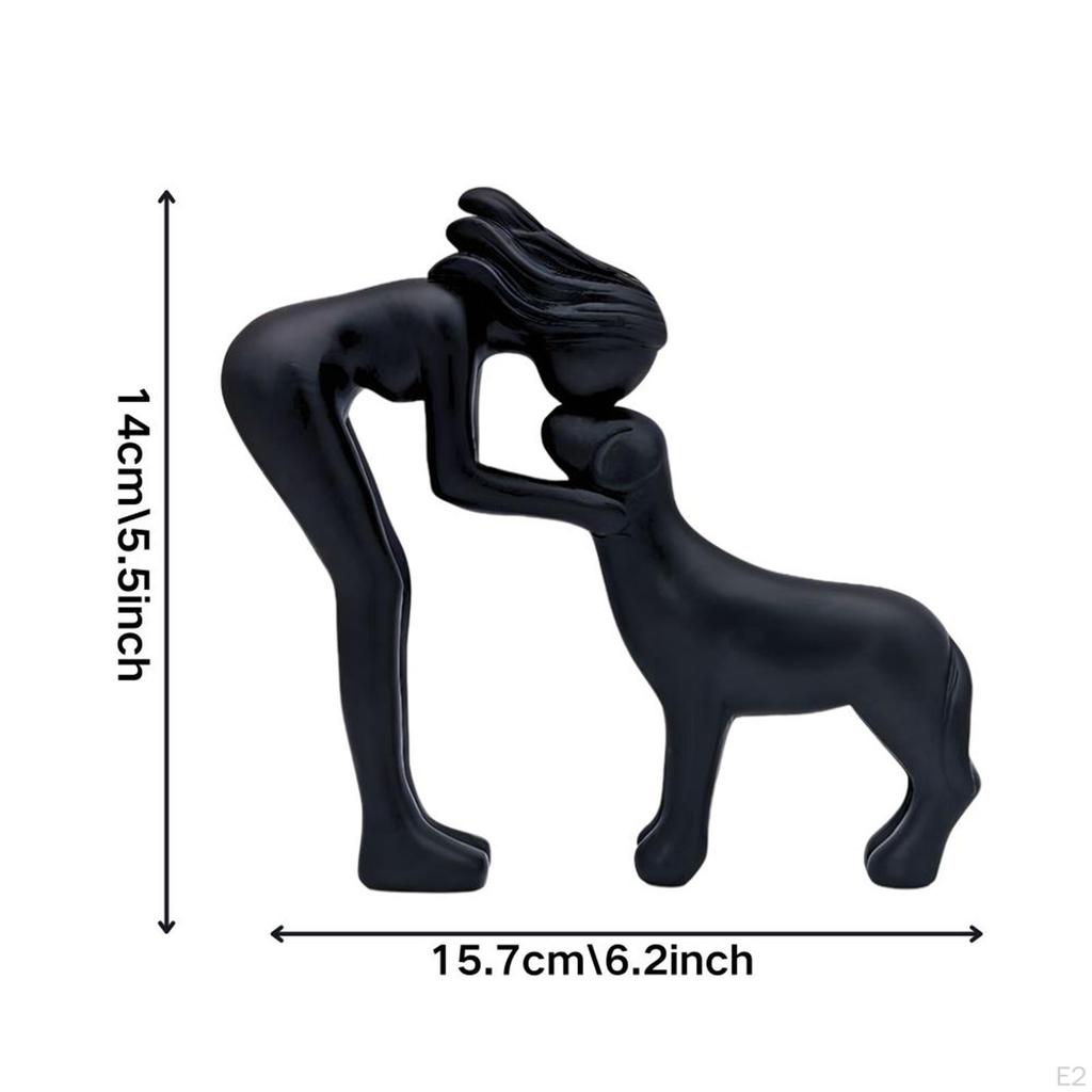 Women and Dog Statue Decoration 15.7x14cm Memory Gifts Sculpture for Tabletop