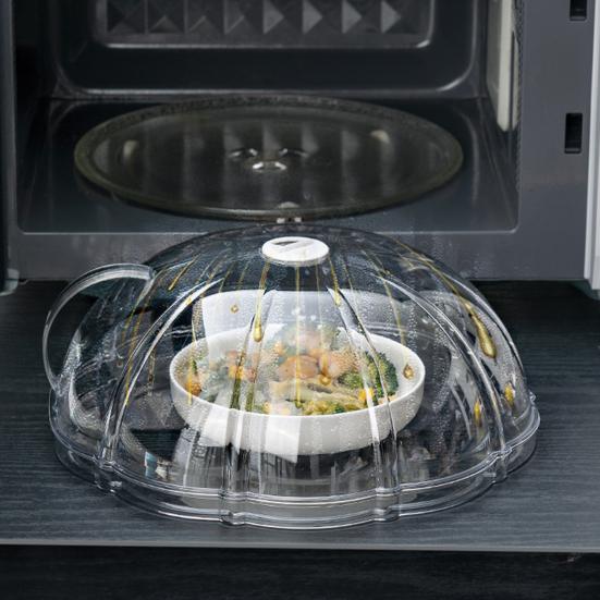 Брызгозащищенная крышка духовки Прозрачная термостойкая крышка для пищевых продуктов с ручкой Не содержит BPA
