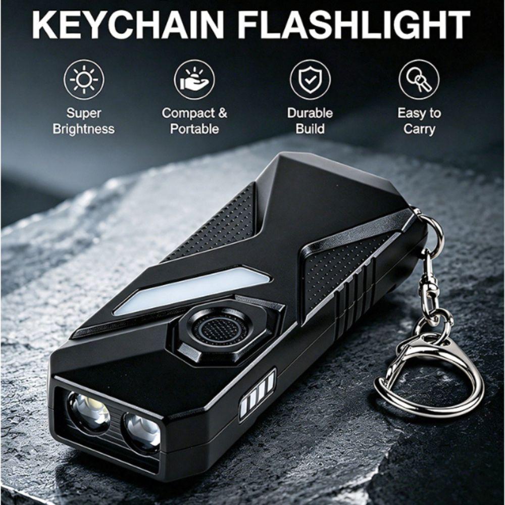 Rechargeable Keychain Flashlight Double Front Lights Atmosphere Keychain Lamp Detection