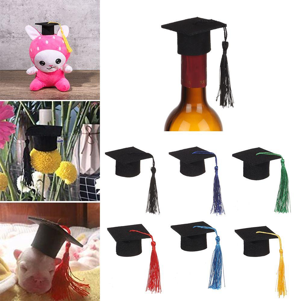 6Pcs Doll Tassels Decoration Doctoral Cap Mini Graduation Hat Top Hat Bachelor Cap