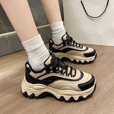 Кроссовки женские повседневные туфли модные увеличивающие рост толстые подошвы пружинная платформа женские массивные кроссовки 2024