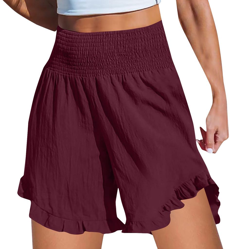 Женские однотонные тонкие повседневные брюки с эластичной резинкой на талии, свободные брюки, шорты