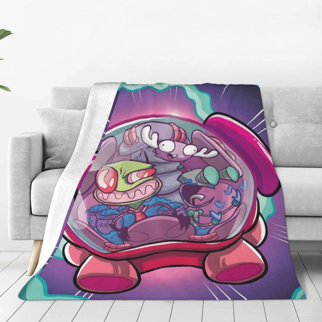 Персонализированные мультяшные одеяла I-Invader Z-Zim, теплые фланелевые пледы для дома, спальни, дивана