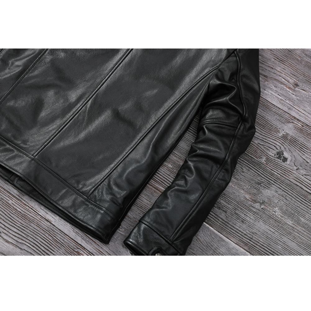 Китайский размер Мужская кожаная куртка Стиль Натуральная коровья кожа Пальто Мягкий приталенный крой Весна