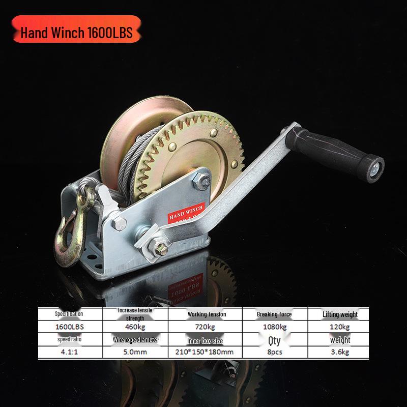 Двунаправленная самоблокирующаяся ручная лебедка 1200 фунтов для бытового подъема и тяги