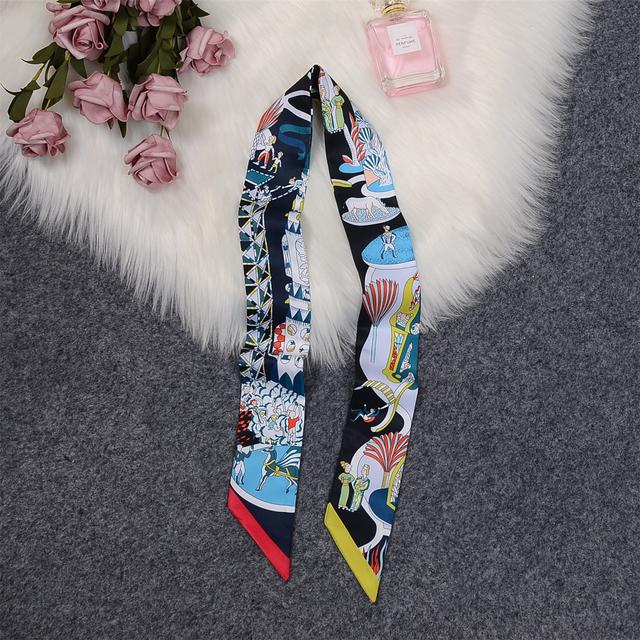 Brand Horse Bag Scarf 2024 New Design Wow Women Luxury 100% Silk Scarf Fashion Headwear Skinny Hair Scarves Neckerchief