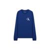 Solid Color Crew Neck Loose Fit Letter Print Long Sleeve T-Shirt Men Tops Blue 40HM826-411