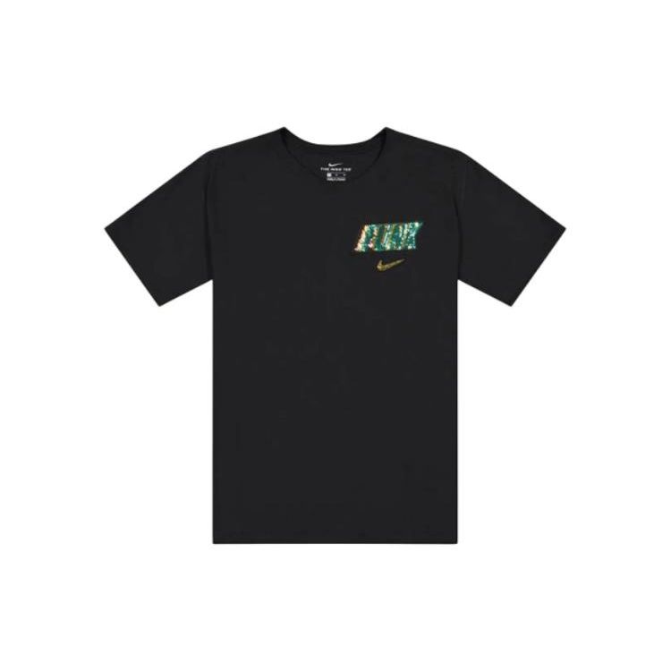 Nike Logo Print Crew Neck Short Sleeve T-Shirt Men Tops Black DB5965-010