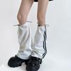 Fashion Drawstring Cargo Leg Warmers for Women Harajuku Side Double Striped Baggy Leg Covers Footless Socks Streetwear