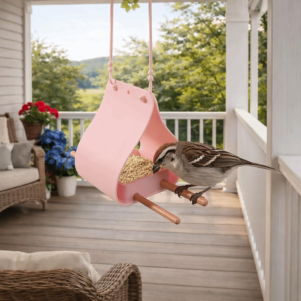 Waterproof Hanging Bird Feeder Hut Shape Hummingbird Feeder Non-Toxic Bird Feeding Tray Balcony