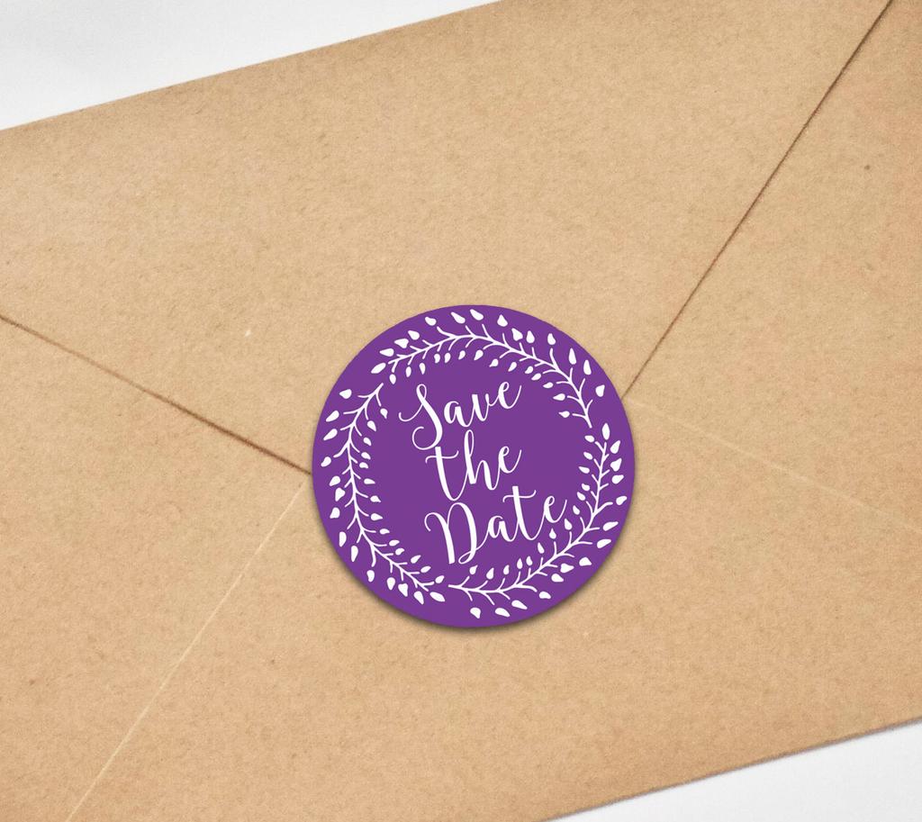 Darling Souvenir Black Round 1.6 Inches Vines Border Save The Date Stickers Non Customized Gift-45