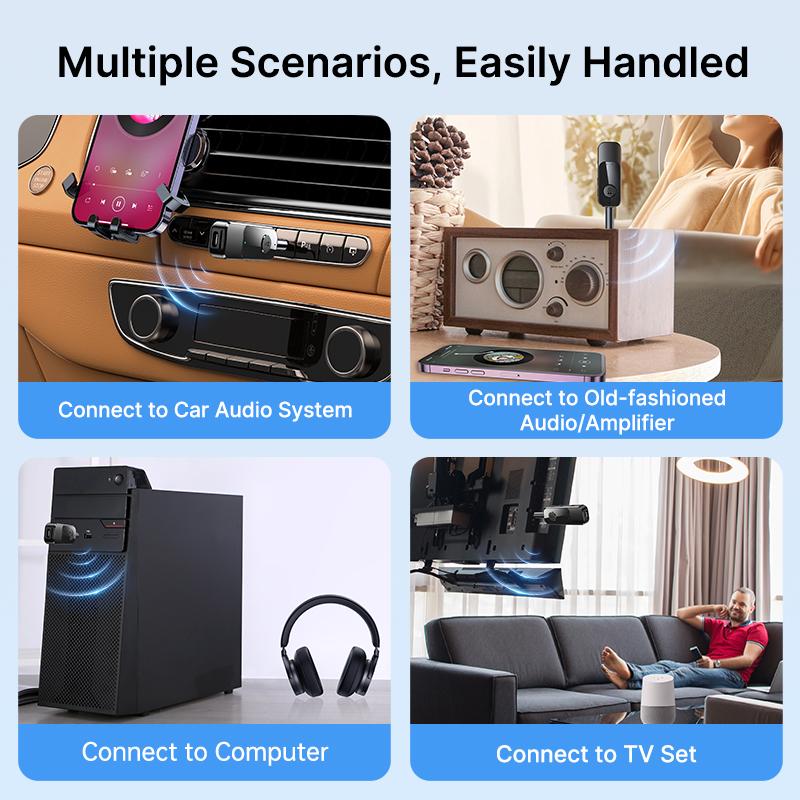 2 в 1 Bluetooth аудио приемник передатчик 3,5 мм AUX TF с микрофоном Hi-Fi стерео музыкальный беспроводной адаптер для автомобиля самолета ТВ ПК наушников