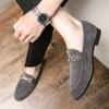 Men’s Loafers Wingtip Dress Formal Shoes Men Suede Grey Tuxedo Wedding Blazers Saddle Shoes Large Size