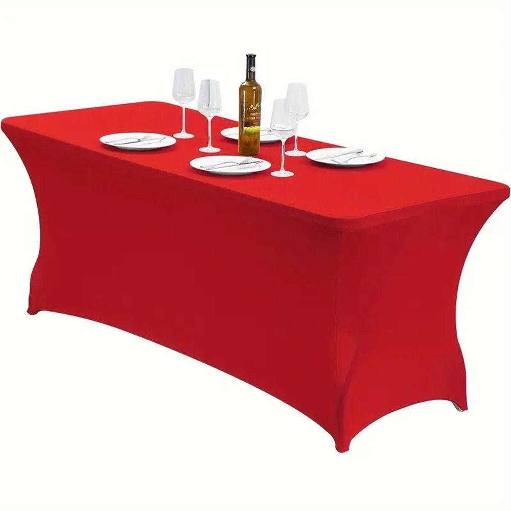 6FT/4FT Table Cover Rectangular Washable Spandex Tablecloth Stretch Tight Fitted Cocktail Table Decoration Wedding Event