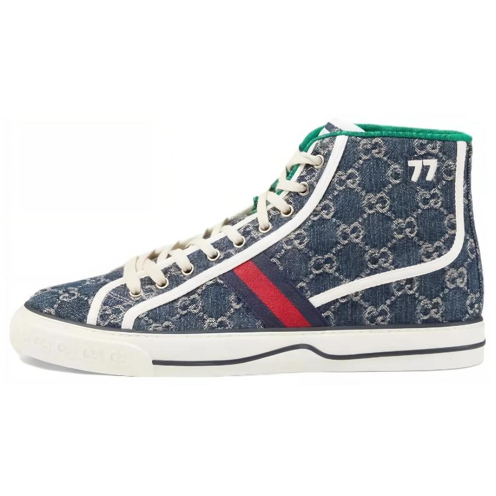 Gucci Tennis 1977 High 'Denim' (Unisex) Dark Blue / Ivory Canvas Shoes 625807 2KQ90 4464