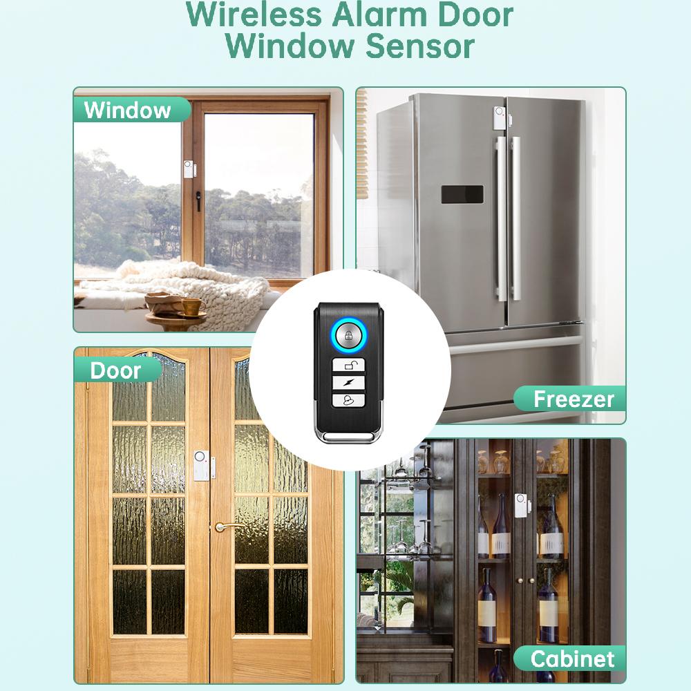 Electop Wireless Door Alarm With Remote 105dB Anti Lost Refrigerator Window Open Reminder Home Security Alarm System