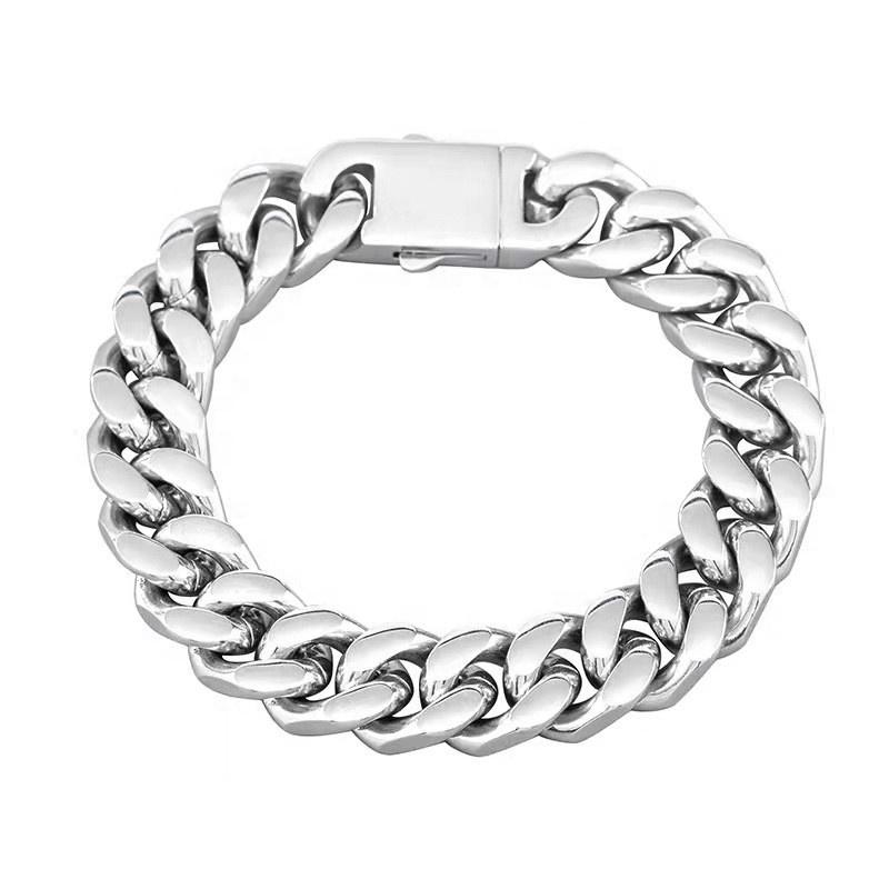 Fashionable Stainless Steel Hip-hop Cuban Bracelet Retro Punk Vacuum Electroplated Cuban Chain Bracelet Jewelry Elegant Bracelet