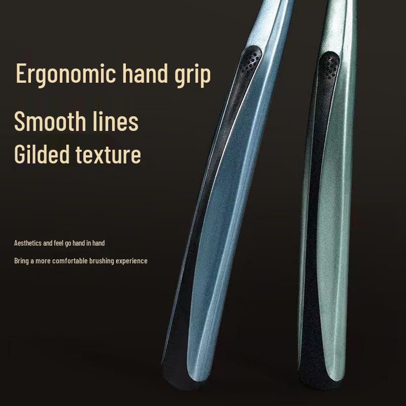 Прозрачная зубная щетка Yang для взрослых - Мягкая щетина, Серия с позолотой, Очень большая, Мужской семейный набор