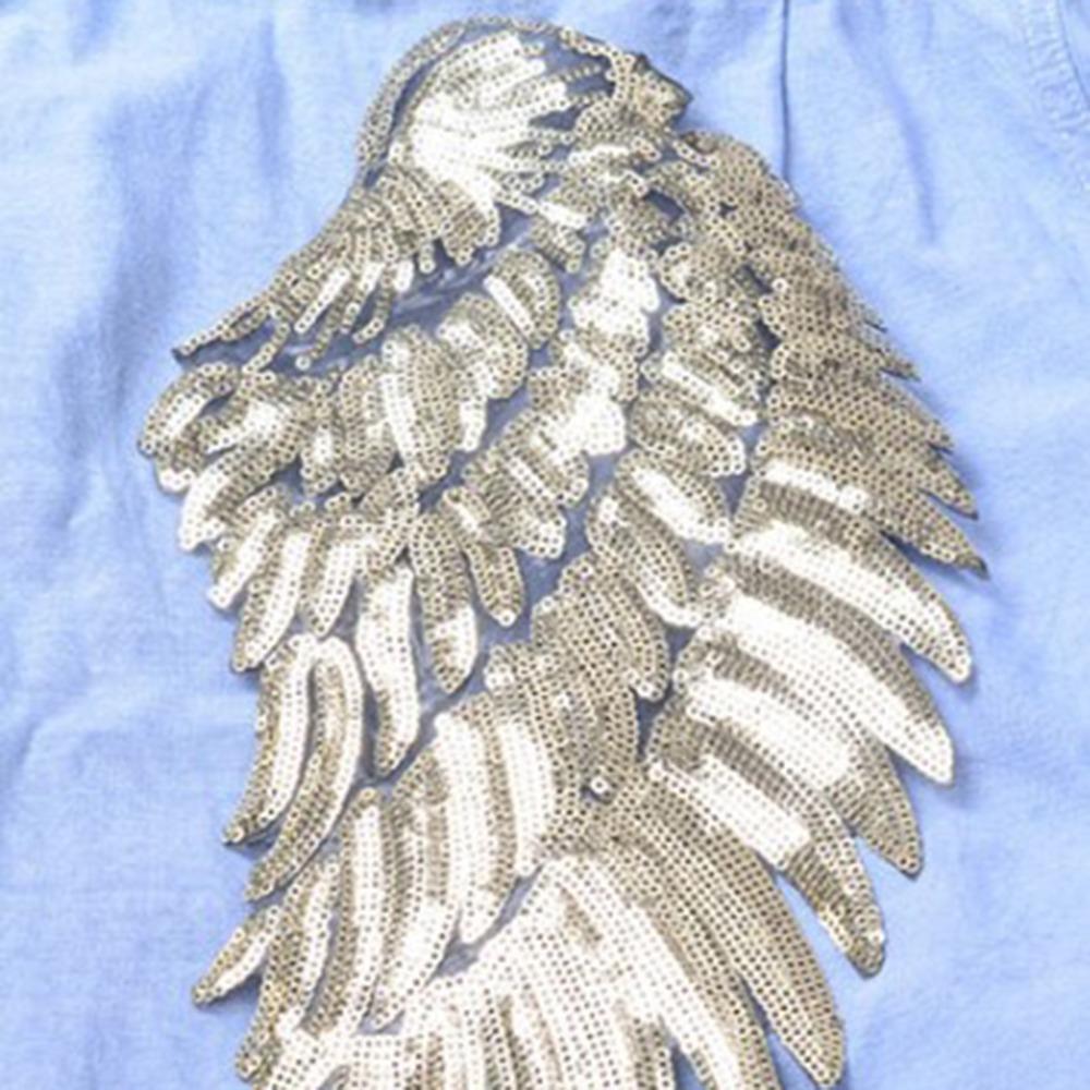 Sequin Appliques Angel Wings Patches Silver Embroidered Patches Sequin Patches DIY Clothes