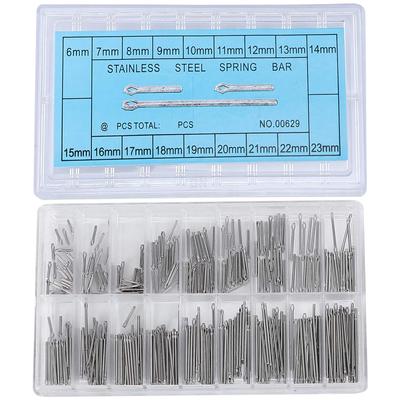 144/108 шт., ремешок для часов из нержавеющей стали, шплинты, инструменты для пружинных стержней, 18 различных размеров - 6–23 мм (Серебряный)