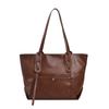 Urban Solid Color Tote Bag For Women With Pu Material And Double Shoulder Straps For Daily Use