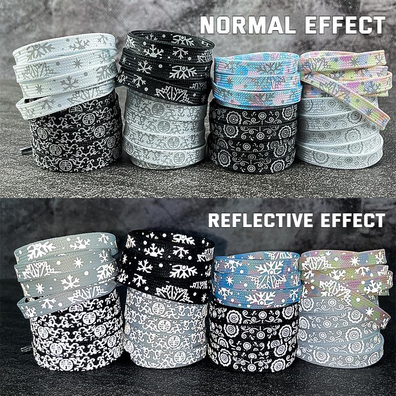 Colorful Reflective Gilding ShoeLaces Cashew Flower Shoelaces for Sneakers Hand-painted Sports Casual Basketball Tennis Shoelace