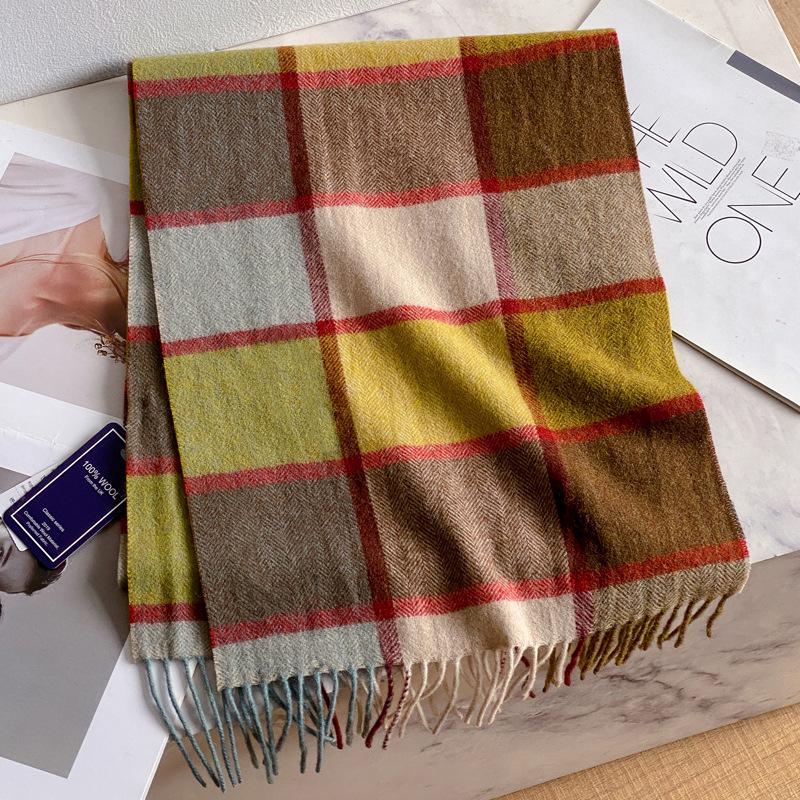 Премиальный темно-синий клетчатый шерстяной шарф для мужчин - роскошный зимний подарок для парня, отца или пожилых людей